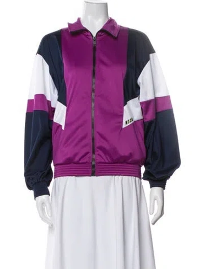Pre-owned Msgm Colorblock Pattern Jacket In Purple
