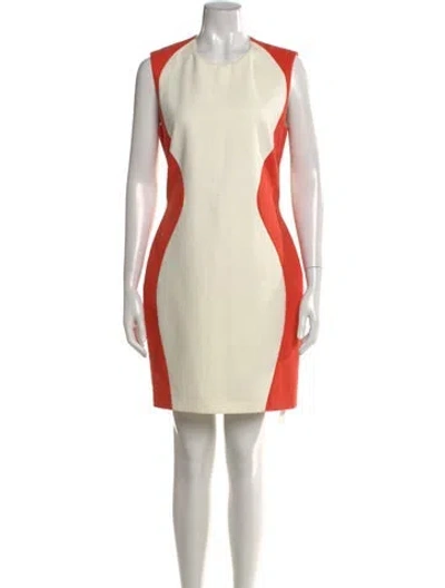 Pre-owned Msgm Colorblock Pattern Knee-length Dress In Neutral