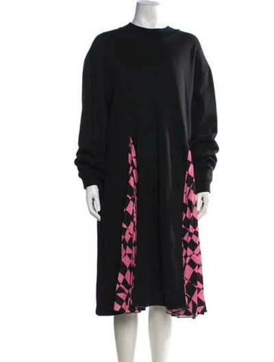 Pre-owned Msgm Colorblock Pattern Midi Length Dress In Black