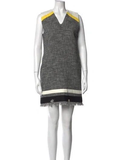 Pre-owned Msgm Colorblock Pattern Mini Dress In Black