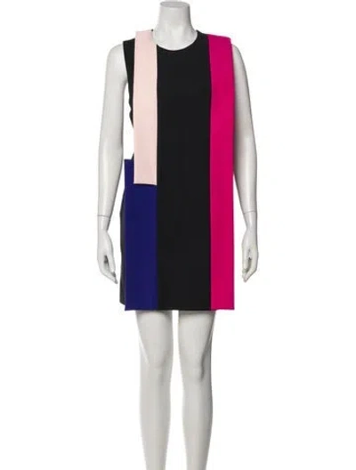 Pre-owned Msgm Colorblock Pattern Mini Dress In Blue