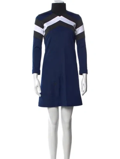 Pre-owned Msgm Colorblock Pattern Mini Dress In Blue