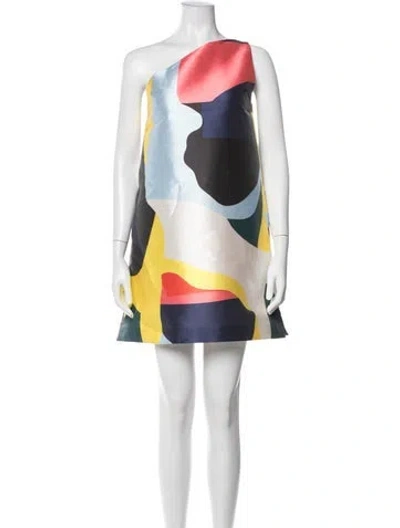 Pre-owned Msgm Colorblock Pattern Mini Dress In Blue/yellow