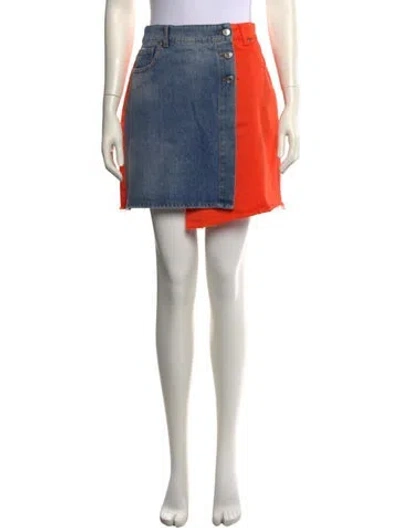 Pre-owned Msgm Colorblock Pattern Mini Skirt In Blue