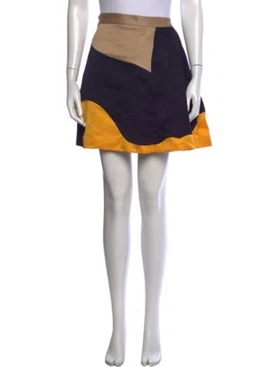 Pre-owned Msgm Colorblock Pattern Mini Skirt In Blue
