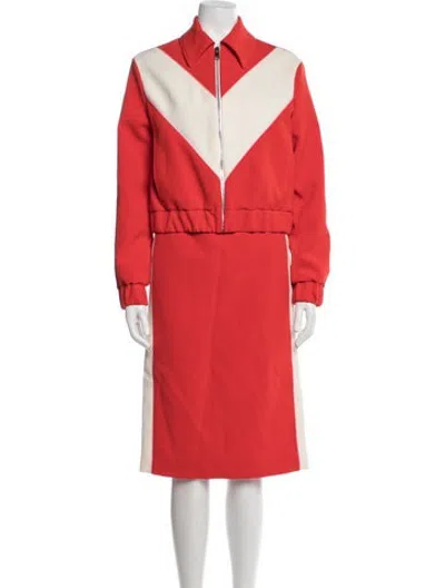 Pre-owned Msgm Colorblock Pattern Skirt Set In Red