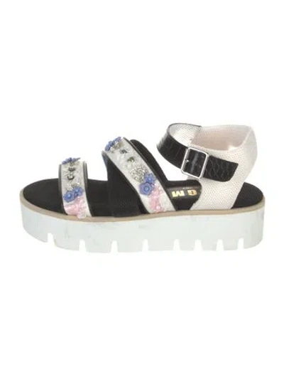 Pre-owned Msgm Colorblock Pattern Slides In White