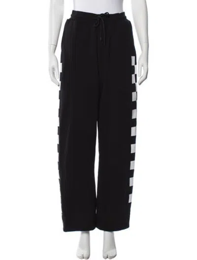 Pre-owned Msgm Colorblock Pattern Wide Leg Pants In Black