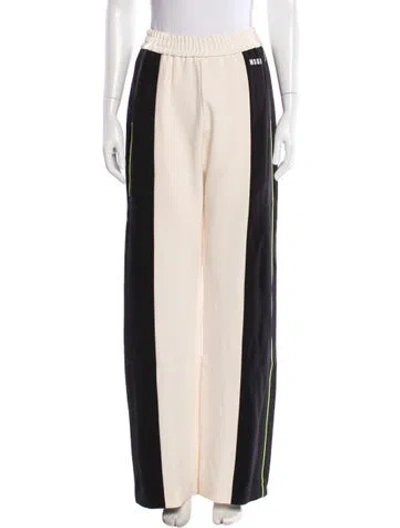 Pre-owned Msgm Colorblock Pattern Wide Leg Pants In Neutral