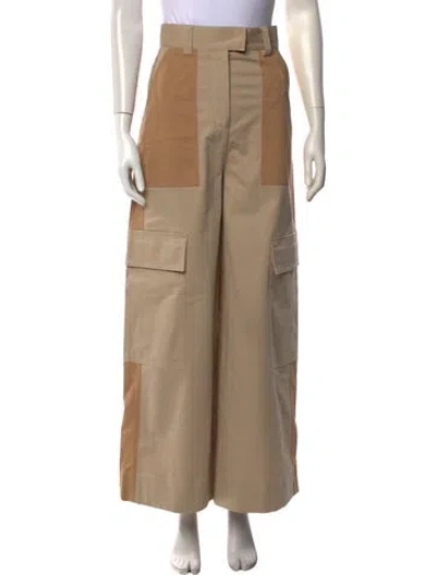 Pre-owned Msgm Colorblock Pattern Wide Leg Pants In Neutrals