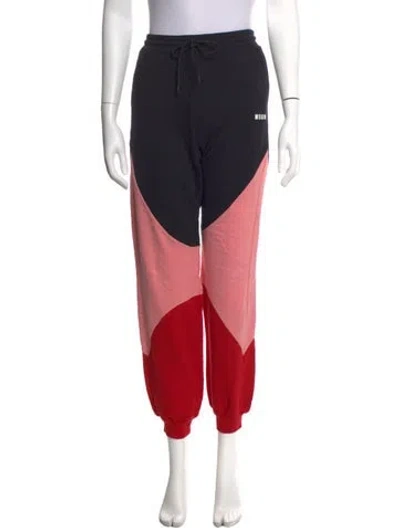 Pre-owned Msgm Colorblock Pattern Wide Leg Pants In Red