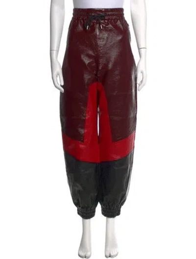 Pre-owned Msgm Colorblock Pattern Wide Leg Pants In Red