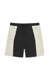 Msgm Colour-block Drawstring Deck Shorts In Black