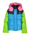 Msgm Colour-block Padded Jacket In Blue