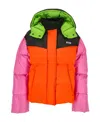 Msgm Colour-block Panel Padded Jacket In Red