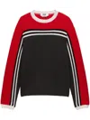 Msgm Striped Intarsia Knit Sweater In Grey