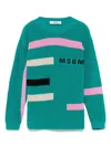 Msgm Colourblock Sweater In Green