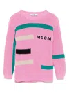 Msgm Long-sleeved Sweater In Pink