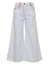 Msgm Coloured-thread Wide-leg Trousers In White