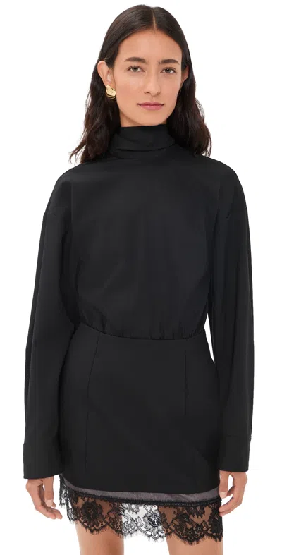 Msgm Combo Long Sleeve Dress Black