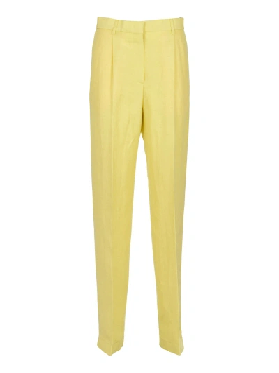 Msgm Concealed Fitted Trousers In Yellow
