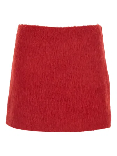 Msgm Concealed Zip Miniskirt In Red