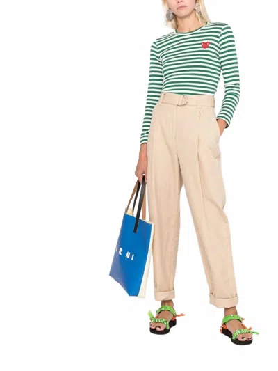 Msgm Contemporary Belted Trousers In Beige In Neutral