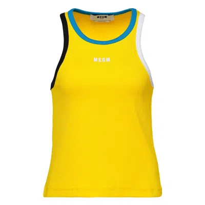 Msgm Contrast Edge Tank Top In Yellow