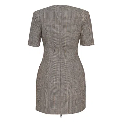 Msgm Contrast Piping Dress In Gray