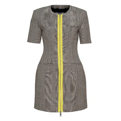 Msgm Contrast Piping Dress In Gray