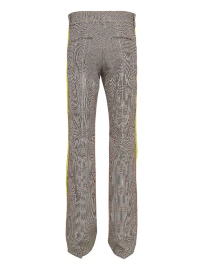 Msgm Contrast Piping Slim-fit Wool Pants In Gray
