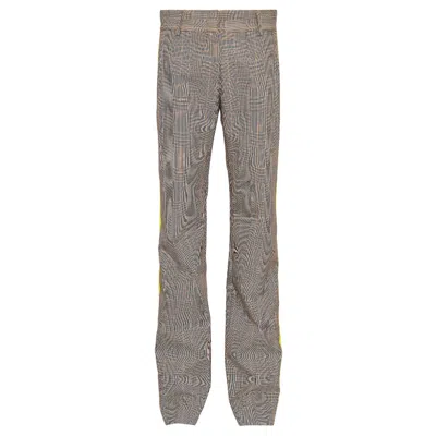 Msgm Contrast Piping Slim-fit Wool Pants In Gray