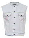 Msgm Contrast-stitch Denim Vest In White