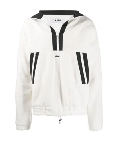 Msgm Contrast Stripe Sweatshirt In White