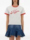 Msgm Logo Crew Neck T-shirt With Contrast Trim In White