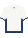 Msgm Contrast-trim T-shirt In Neutrals
