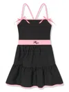 Msgm Contrasting-trim Cotton Dress In Black