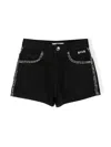 Msgm Contrasting-trim Denim Shorts In Black