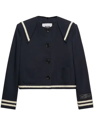 Msgm Navy Sailor Collar Jacket In 88 Navy