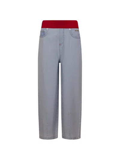 Msgm Contrasting-trim Jeans In Blue