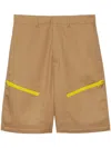 Msgm Contrasting-trim Shorts In Neutrals