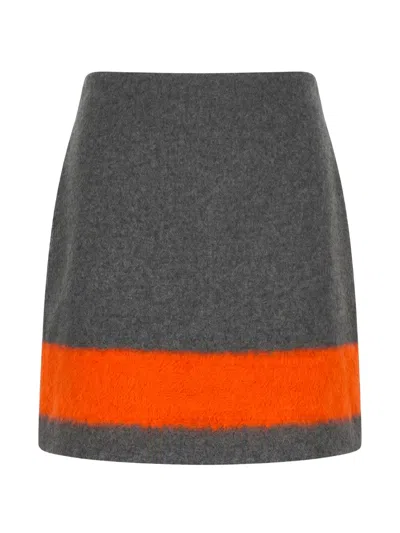 Msgm Contrasting-stripe A-line Mini Skirt In Gray