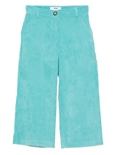 Msgm Kids' Corduroy Trousers In Green