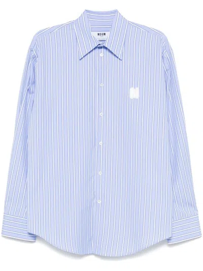 Msgm Cornflower Blue Long-sleeved Button-down Shirt