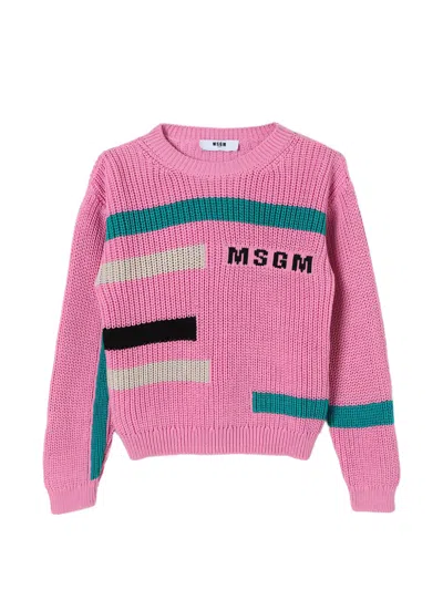 Msgm Kids' Cotto Sweater In Pink