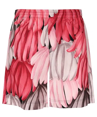 Msgm Cotton Bermuda Shorts In Red