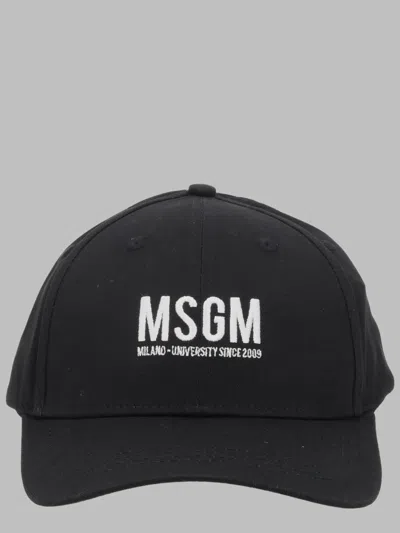Msgm Cotton Caps Unisex In Black