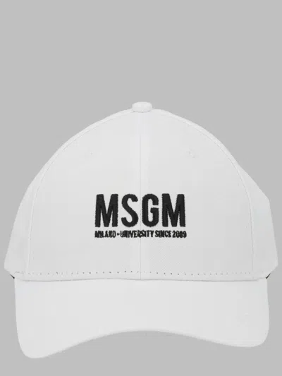Msgm Cotton Caps Unisex In White