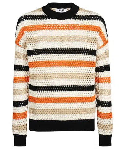 Msgm Cotton Crew-neck Sweater In Multi