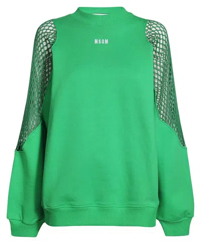 Msgm Cotton Crew-neck Sweatshirt In Green
